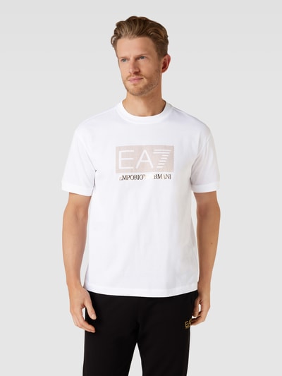 EA7 Emporio Armani T-shirt ze wzorem z logo Biały 4