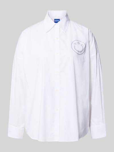 Hugo Blue Bluzka koszulowa o kroju oversized z czystej bawełny model ‘EDAFNE_B’ Biały 2