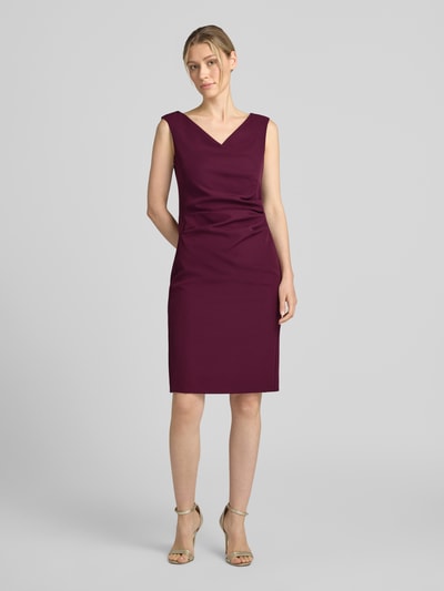 Vera Mont Tailliertes Cocktailkleid mit Raffung Dunkelrot 1