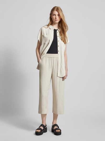 Pieces Wide leg stoffen broek met verkort model, model 'VINSTY' Beige - 1