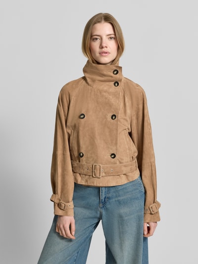 Marc O'Polo Relaxed Fit Lederjacke Trenchcoat-Stil Sand 4