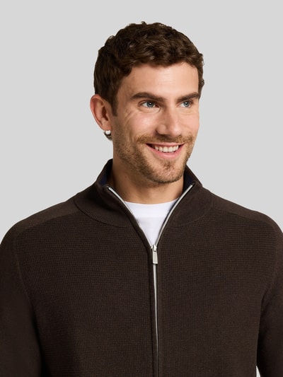 Tom Tailor Regular Fit Strickjacke aus reiner Baumwolle Dunkelbraun 3