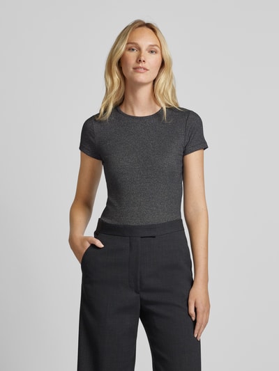 Vero Moda Kurzarm T-Shirt mit Metall-Effekt-Garn Modell 'CHLOE' Anthrazit Melange 4