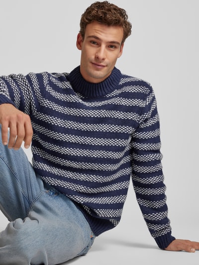 Casual Friday Gebreide pullover met turtleneck, model 'Karl' Marineblauw - 3