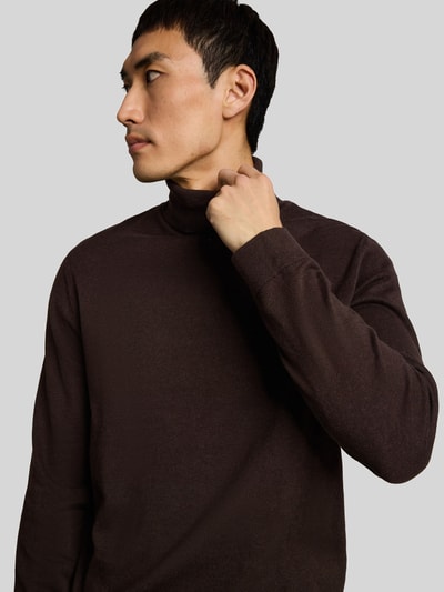 Tom Tailor Rollkragenpullover mit Feinstrickstruktur Dunkelbraun 3