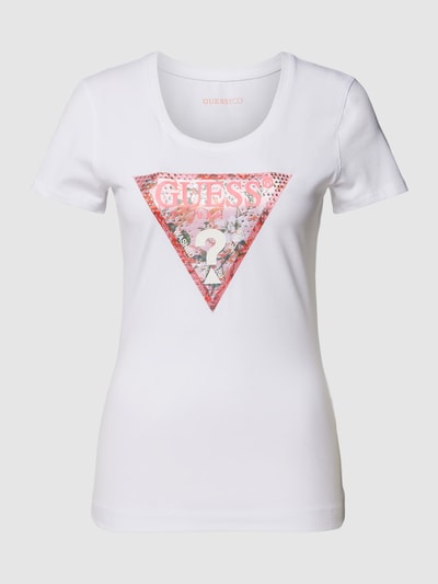 Guess T-shirt met labelprint Wit - 2