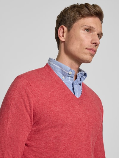 Christian Berg Men Strickpullover aus Wolle-Kaschmir-Mix mit V-Ausschnitt Metallic Rosa Melange 3