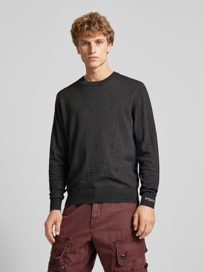 Pepe Jeans Gebreide pullover met ronde hals, model 'Andre' Antraciet - 4