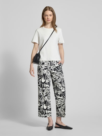 Brax Straight leg linnen broek met verkort model Zwart - 1