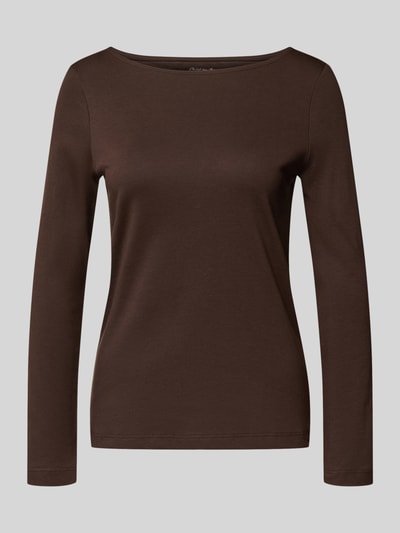 Produktfoto, Longsleeve mit Rundhalsausschnitt von Christian Berg Woman aus reiner Baumwolle in Braun, glatte Textur, Slim Fit, Produktfoto