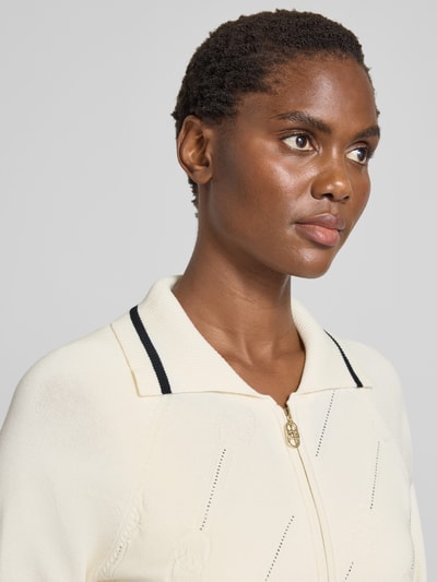 LIU JO SPORT Gebreid jack met platte kraag. Offwhite - 3