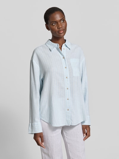 s.Oliver RED LABEL Relaxed Fit Langarmbluse aus Leinen-Viskose-Mix Hellblau 4