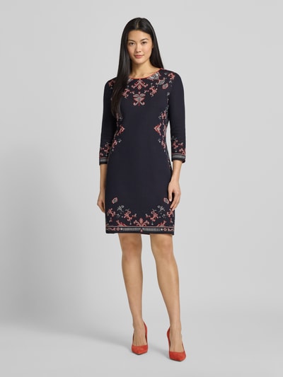 Marc Cain Knielange jurk met viscose Marineblauw - 1