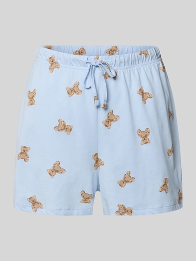 Produktfoto, Pyjama-Shorts mit elastischem Bund von Jake*s Casual, hellblau mit Teddybär-Muster, reine Baumwolle, Regular Fit