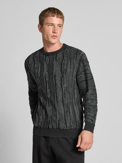 Redefined Rebel Gebreide pullover met structuurmotief, model 'Jamie' Zwart - 4