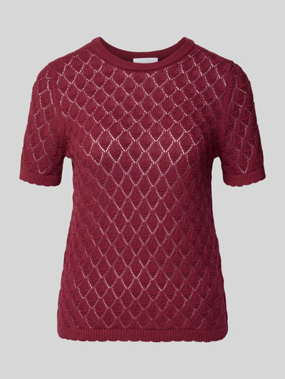 Jake*s Collection Strickshirt mit Lochstickerei Bordeaux 2