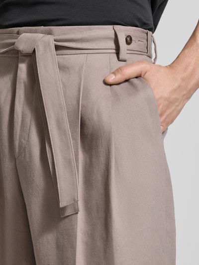 HUGO Regular Fit Weite Hose aus Hanf-Lyocell-Mix Modell 'FEDIX244F1X' Hellbraun 3