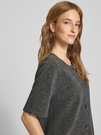 Pieces Regular fit gebreid jack met korte mouwen, model 'JIKO' Middengrijs gemêleerd - 3