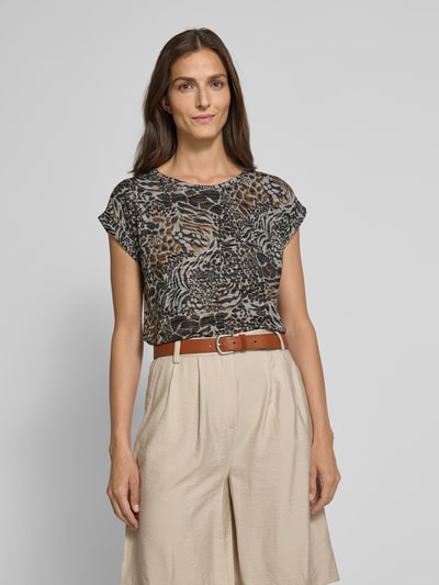 Soyaconcept T-Shirt mit geripptem Rundhalsausschnitt Dunkelbraun 3