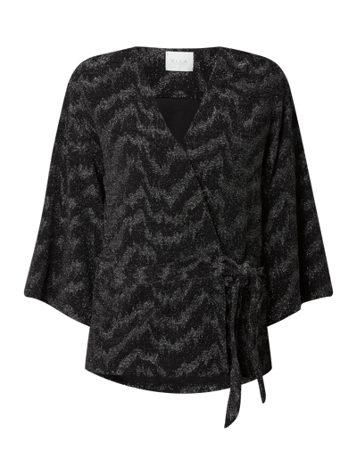 Vila Wikkelblouse met effectgaren, model 'Wipy'  Zwart - 2