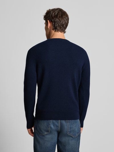 Manuel Ritz Gebreide pullover met ribboorden Marineblauw - 5