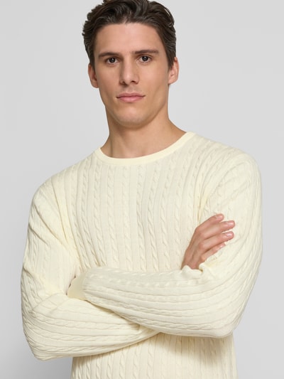 Lindbergh Strickpullover mit gerippten Abschlüssen Offwhite 3