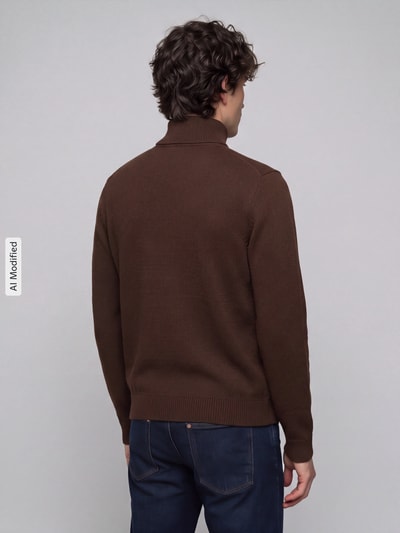 Selected Regular Fit Troyer aus reiner Baumwolle Modell 'DANE' Schoko 5