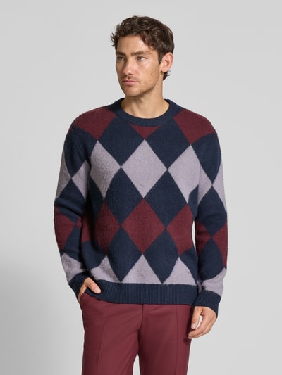 Wood Wood Gebreide pullover met ribboorden, model 'Jan' Marineblauw - 4