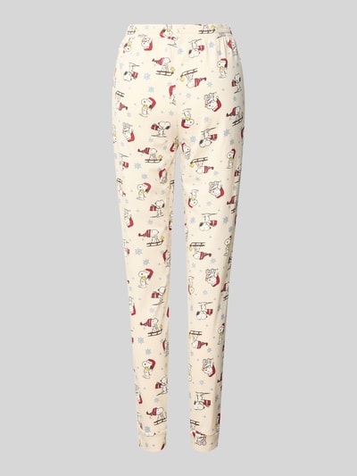 Jake*s Casual Pyjama-Hose aus reiner Baumwolle mit Peanuts® Print Ecru 3
