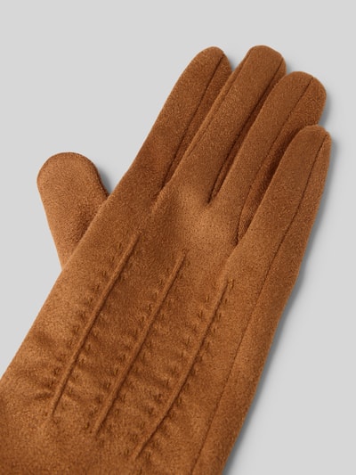 EEM Slim Fit Handschuhe mit Ziernähten Cognac 3