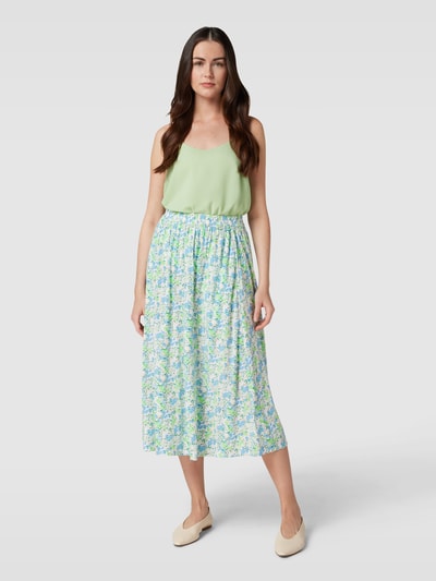 Soft Rebels Midirok met all-over bloemenmotief, model 'Ayla' Bleu - 1