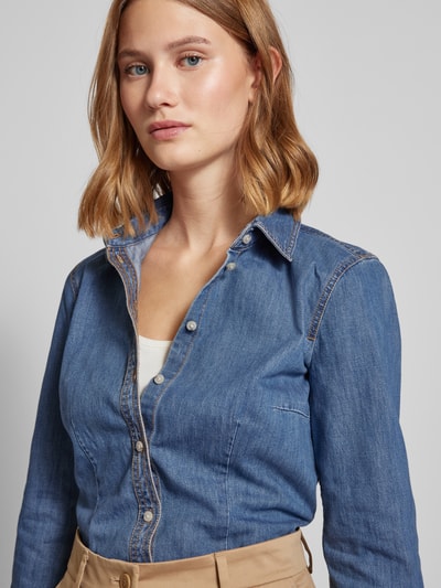 Christian Berg Woman Slim fit jeansblouse met platte kraag Jeansblauw - 3