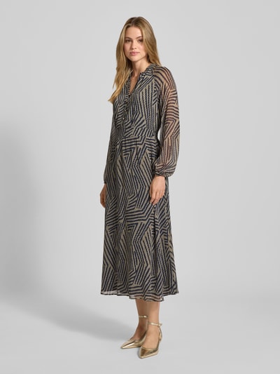 More & More Długa sukienka z kołnierzem z lamówką Trzcinowy 1