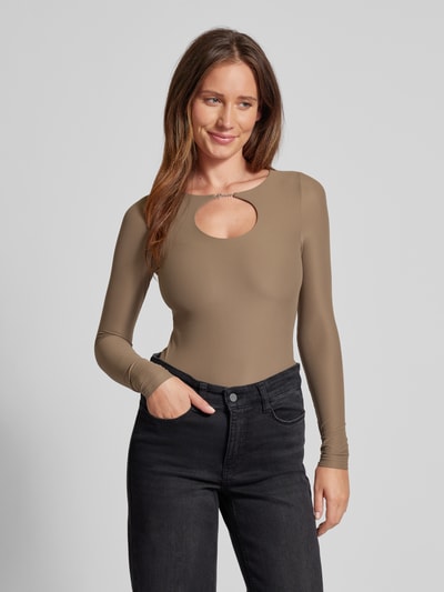 Guess Longsleeve mit Schlüsselloch-Ausschnitt Modell 'AMIRA' Taupe 4