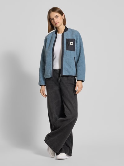 Carhartt Work In Progress Fleecejacke im Allover-Look mit Reißverschluss Modell 'Janet' Blau 1