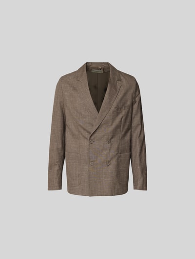 Produktfoto, Anzugjacke aus reiner Viskose von Officine Générale in Braun mit Reverskragen, Relaxed-Fit, doppelter Knopfleiste, Brusttasche