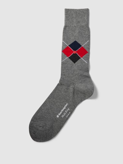 Burlington Socken mit Motiv-Print Modell 'Multi King' Mittelgrau Melange 1