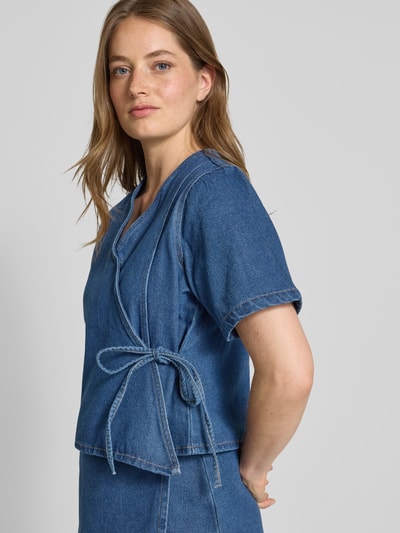 Pieces Regular Fit Jeansbluse aus Baumwoll-Mix Modell 'FIBBO' Dunkelblau 3