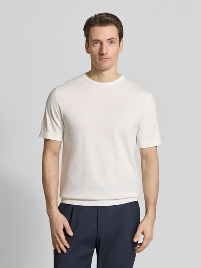 Selected Homme Regular fit gebreid shirt van biologisch katoen model 'TORINO' Offwhite - 4