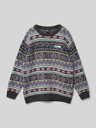 Quiksilver Sweter z dzianiny z detalem z logo Grafitowy 1