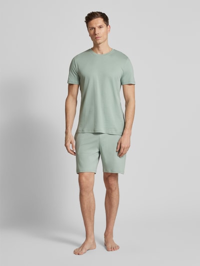 Christian Berg Men Sweatshorts met labelstitching Metallic groen - 1