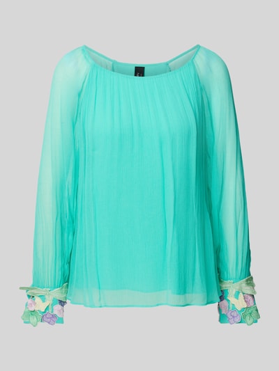 Marc Cain Regular fit blouse met bloemenapplicaties Groen - 2