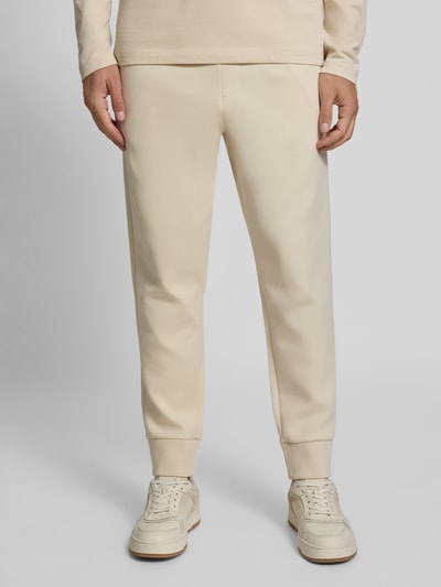 BOSS Green Regular fit sweatpants van katoenmix Beige - 4