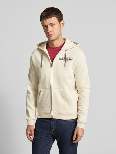 Napapijri Bluza rozpinana z kapturem i kieszenią kangurką model ‘AYLMER’ Złamany biały 4