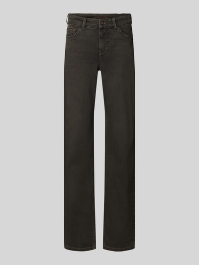 Produktfoto, dunkelbraune Straight Fit Jeans aus Baumwoll-Mix Modell 'Carrie' von MAC, glatte Struktur, für Damen Straight Fit Jeans von MAC