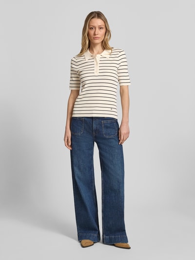 MOS MOSH Strickshirt mit Streifenmuster Modell 'Caliz' Dunkelblau 1