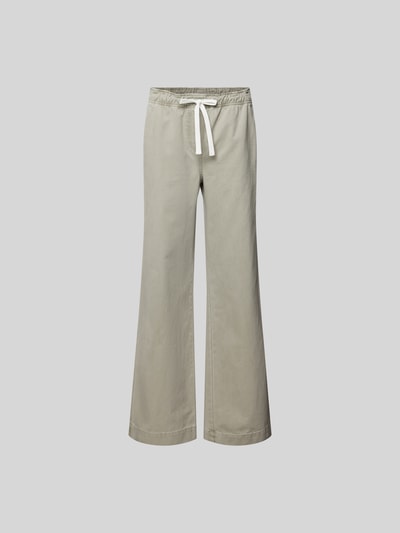 Produktfoto, Wide Fit Jeans mit Tunnelzug von Juvia in Beige, reine Baumwolle, weite Beine, Eingrifftaschen, Gesäßtaschen, strukturierte Oberfläche