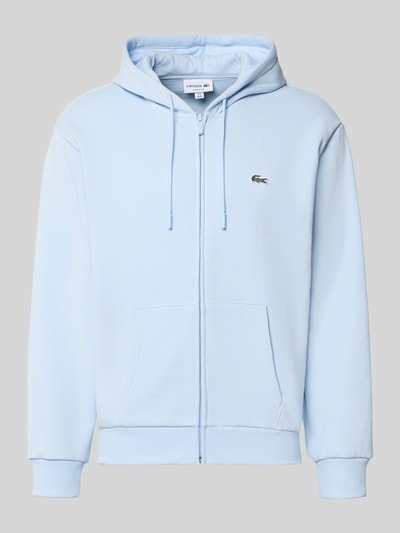 Produktfoto, hellblaue Regular Fit Sweatjacke aus Baumwoll-Mix von Lacoste mit Reißverschluss und Kängurutaschen, Herren Sweatjacke