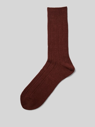 Falke Socken mit Label-Detail Modell 'LHASA' Dunkelbraun 1