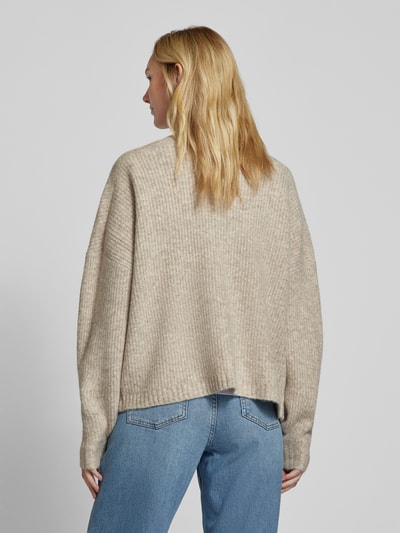 mbyM Gebreide cardigan met opengewerkte voorkant, model 'Axane' Taupe - 5